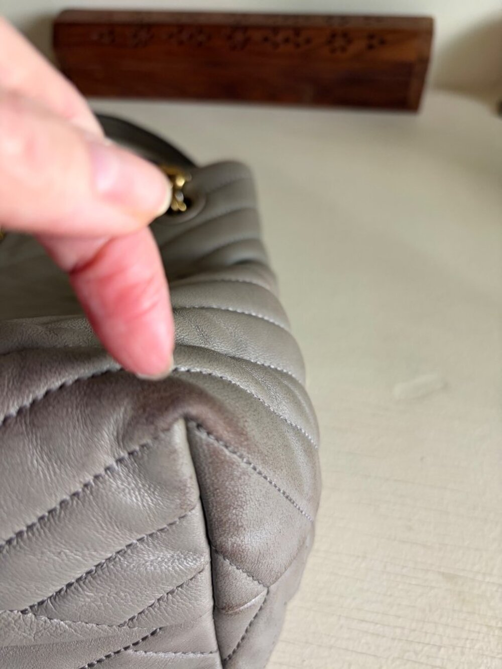 Tory Burch Kira Chevron Tote Shoulder Bag Classic Gray - Picture 12 of 16